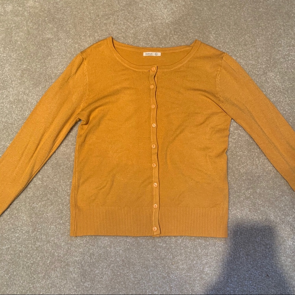 Gold Long-Sleeved Cardigan (Girls Large) - Picture 1 of 3